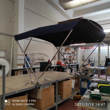 Preview: Bimini mit Geräteträger "Strange". Breite 170cm