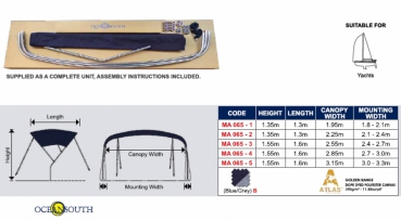 Preview: Sailboat Bimini für Segelboote und Segelyachten Breite 210-240cm