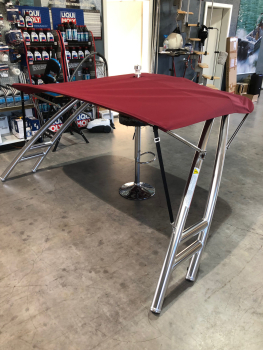 Preview: Monster Tower MTK Farbe silber mit rotem Bimini Top