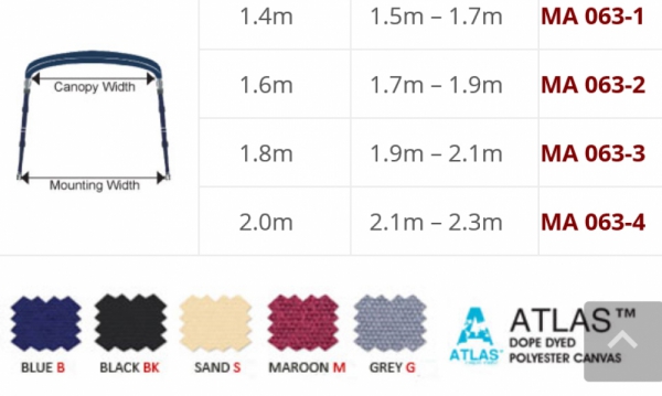 4 Stangen Bimini Oceansouth Montagebreite 210-230cm