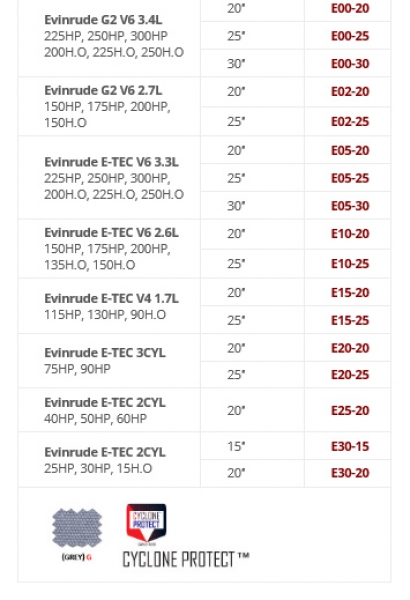 Evinrude Ganzpersenning E-Tec 2CYL 40HP;50HP,60HP mit 20" Fuß